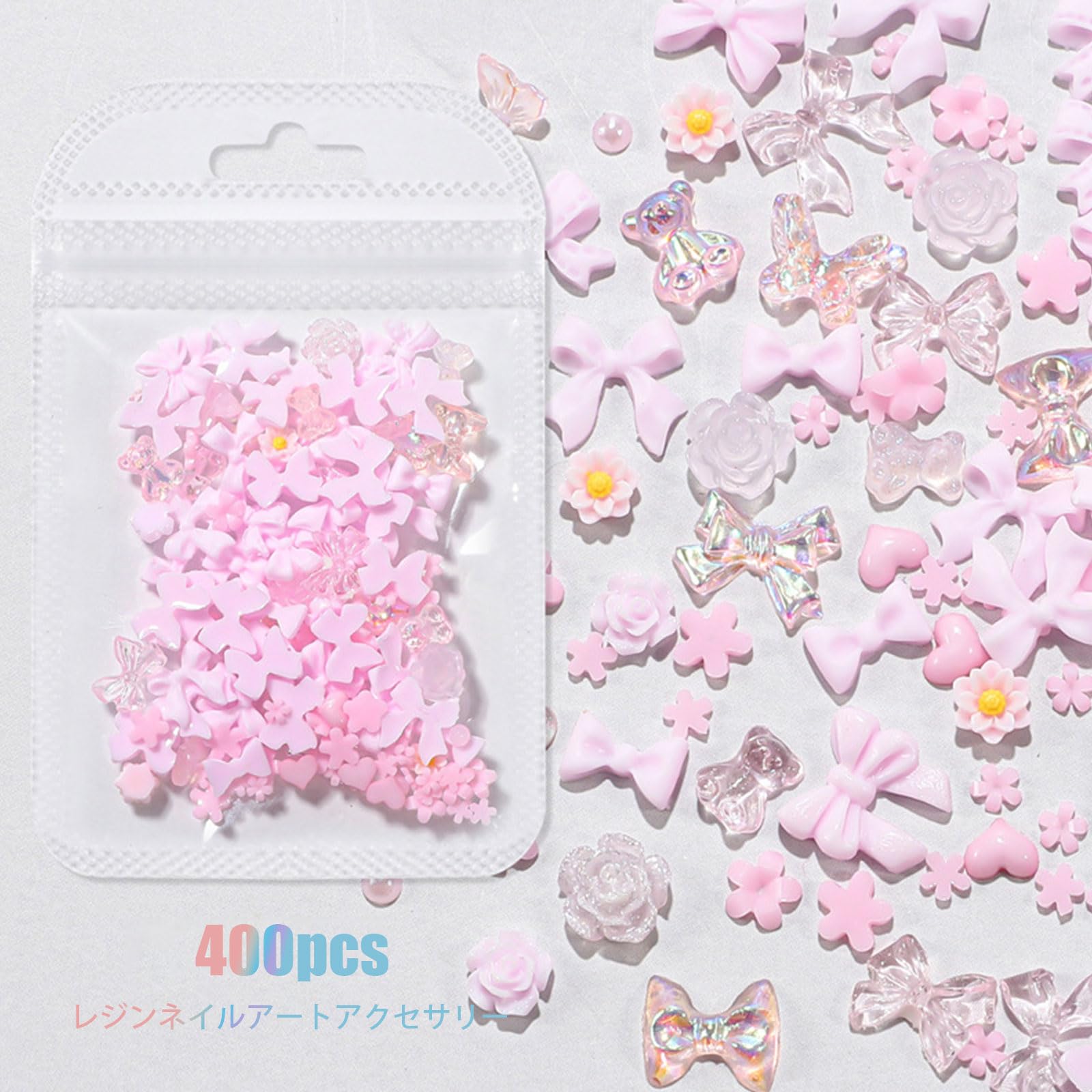Amazon.co.jp: ネイルパーツ 約400個セット 3D立体 リボン ハート 花